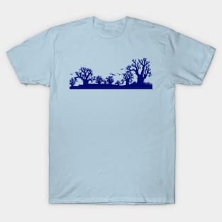 Baobab Trees Silhouette Blue T-Shirt